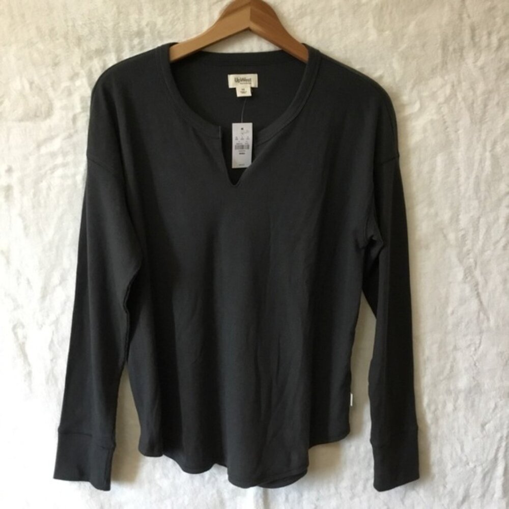 UpWest Dark Gray Long Sleeve V-Neck Top